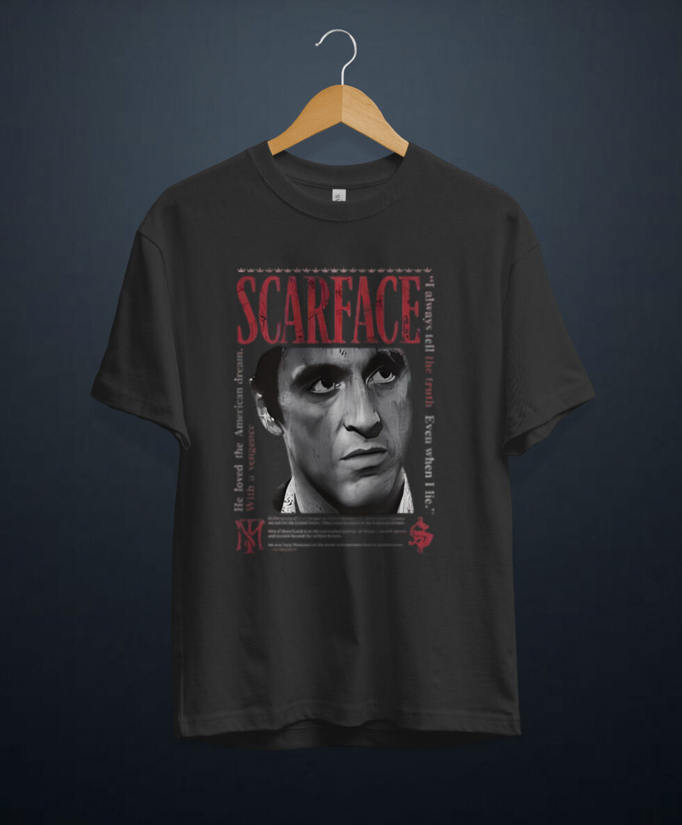 gangsta.ma T-Shirt Scarface Movie Tony Montana Big Bust au maroc