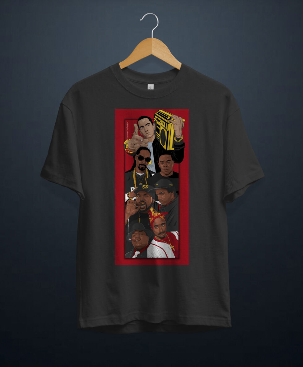 gangsta.ma T-Shirt hip hop and rap legends eminem dr dre eazy E 2pac snoop ice cube au maroc