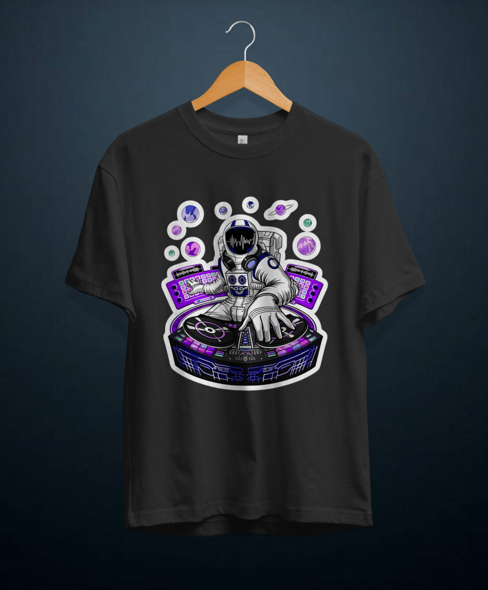 gangsta.ma T-Shirt Astronaut Psychedelic Music DJ au maroc