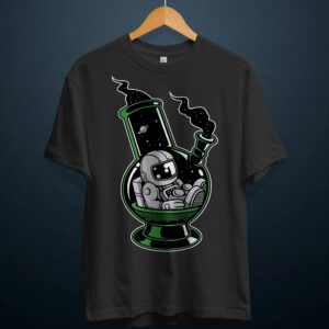 gangsta.ma t-shirt Astronaut in Green Leaf Pipe au maroc